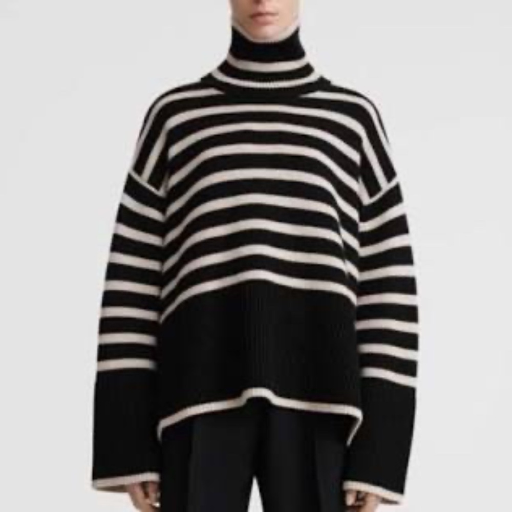 Toteme Signature Stripe Wool Blend Turtleneck Sweater Women's XS